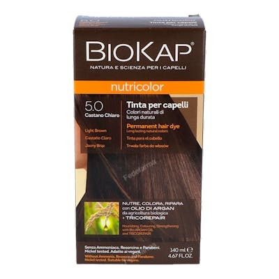 BIOKAP Tinte Castaño Claro 5.0 Ligt Brown Dye 140Ml con Aceite de Argán y Proteínas Vegetales BIOKAP Tinte Castaño Claro 5.0 Ligt Brown Dye 140Ml con Aceite de Argán y Proteínas Vegetales
