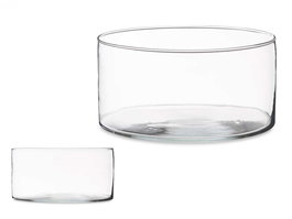 Giftdecor Tarrina Cristal Cilindro 20 cm Diámetro x 10 cm Alto Transparente Vidrio (Set de 8)