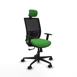PIQUERAS Y CRESPO Silla de oficina Yunquera con mecanismo Sincro, Tela Verde y Malla Negra