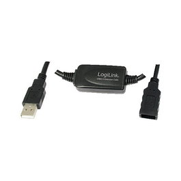 LOGILINK Cable Repeater USB 2.0 de 15m, USB-A Macho a USB-A Hembra