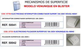 VENUNIQUE Pulsador de Superficie Eléctrico 10A 250V