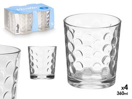 Vivalto Set 4 Vasos Vidrio Puntos 360 ml Transparentes 21 x 10 x 16.5 cm (Set de 6)