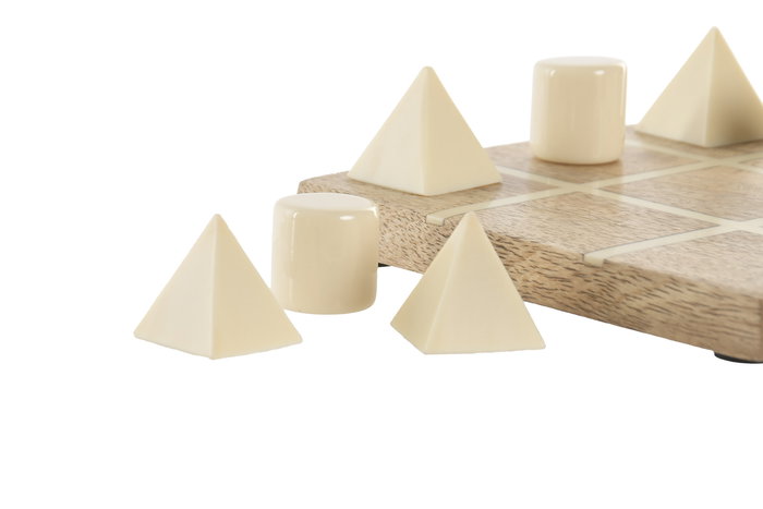 DKD Home Decor Juego Scandi Tic Tac Toe Blanco Natural 15 x 4.5 x 15 cm Set de 2