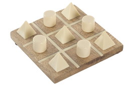 DKD Home Decor Set de 2 Juegos Tic Tac Toe de Mango y Resina 15x15x4,5 cm