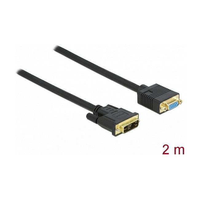 DeLOCK Cable Adaptador DVI 12+5 Macho a VGA Hembra 2 m