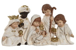 DKD Home Decor Set de Nacimiento de 6 Piezas en Resina Blanco