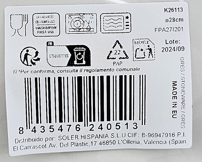 La Mediterranea Plato Pasta Risotto Grecia Ø28 cm (6 Unidades)