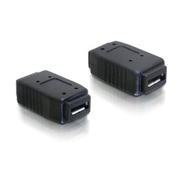 DeLOCK Adaptador USB micro-A+B hembra a USB micro-A+B hembra, Negro