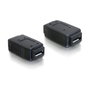 DeLOCK Adaptador USB micro-A+B hembra a hembra, Negro