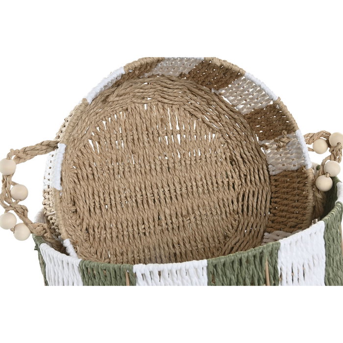 DKD Home Decor Set de 2 Cestas de Fibra Verde 35x35x16 cm