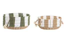 DKD Home Decor Set de 2 Cestas de Fibra Verde 35x35x16 cm
