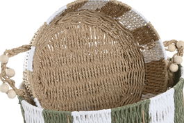 DKD Home Decor Cesta Tropical Verde Crema Fibra Set de 2 Piezas 35 x 35 x 16 cm