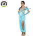 Disfraz de Bailarina Princesa Árabe para Mujer Adulto Color Celeste con Detalles Dorados - Talla XXL