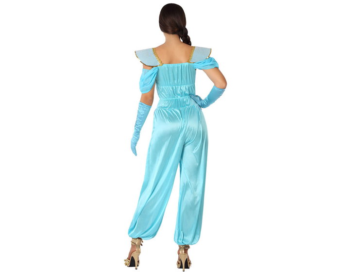 Disfraz de Bailarina Princesa Árabe para Mujer Adulto Color Celeste con Detalles Dorados - Talla XXL