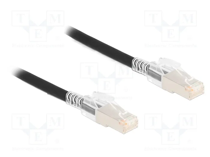 DeLOCK Cable de red RJ45 Cat.6A S/FTP con clips de seguridad, 5 m, Negro