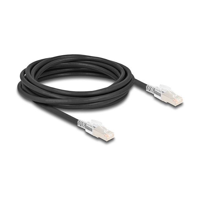 DeLOCK Cable de red RJ45 Cat.6A S/FTP con clips de seguridad, 5 m, Negro