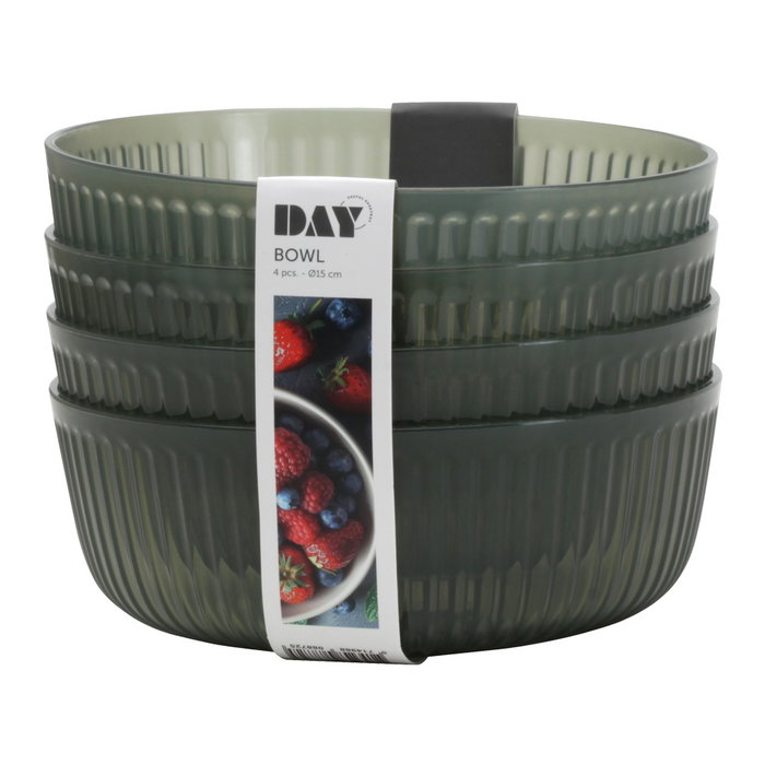 Day Juego de 4 Bols de Tela con Textura Antideslizante, Color Surtido, Diámetro 15 cm, Ideal para Picnics, Aptos para Lavavajillas