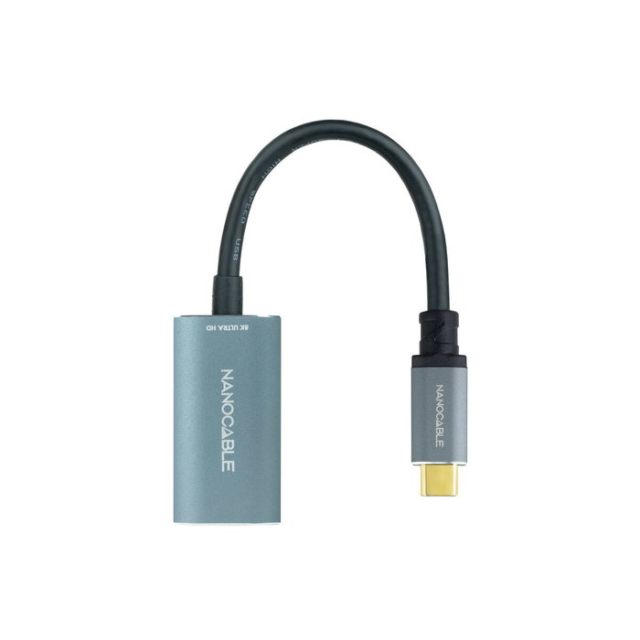 Nanocable Conversor USB-C a DisplayPort 8K Aluminio, 15 cm, Gris
