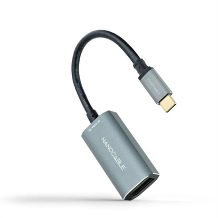Nanocable Conversor USB-C a DisplayPort 8K Aluminio, 15 cm, Gris