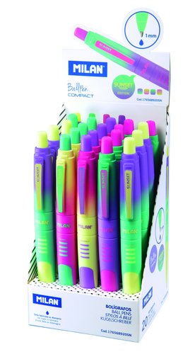 Milan Bolígrafo Compact Sunset Retráctil Tinta Azul 1 mm Colores Surtidos