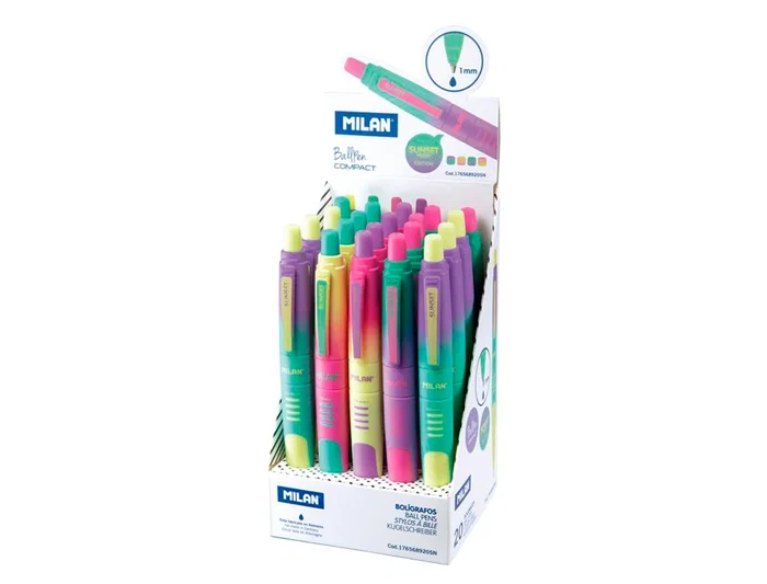 Milan Boligrafo Compact Sunset Retractil Tinta Azul Punta 1 mm Colores Surtidos