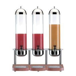 Dispensador Zumo Triple Moderno 15 Litros Capacidad, 78 cm Alto, 30 cm Ancho, 54 cm Largo para Buffet y Exposición