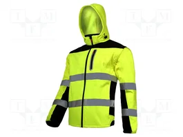 LAHTI PRO Blusa softshell amarilla con capucha y mangas desmontables, talla L