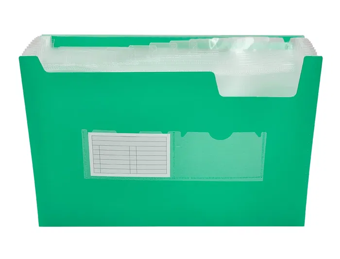 Liderpapel 32113 Carpeta Clasificadora Fuelle Polipropileno DIN A4 Verde Transparente 13 Departamentos