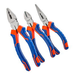 Workpro Juego de 3 Alicates (160 mm, 200 mm) - Acero al Carbono Forjado, Mango Bimaterial de Confort - Alicate Universal, de Punta Larga y de Corte Diagonal