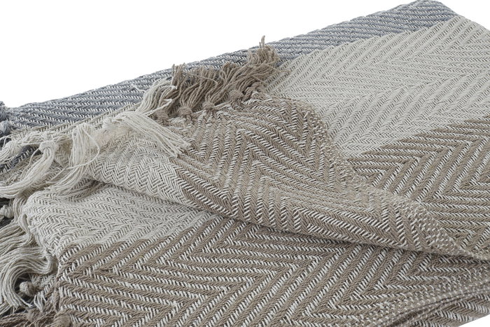 DKD Home Decor Plaid Multicolor Rayas Algodon Polyester 200 x 150 cm (4 Unidades)