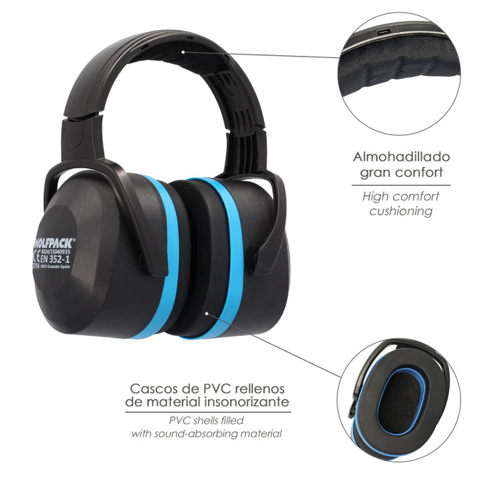 WOLFPACK LINEA PROFESIONAL Protector Auditivo Cascos SNR 29 dB