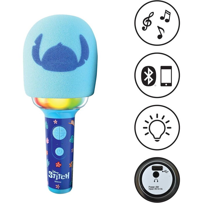 LEXIBOOK Micrófono Karaoke Stitch Bluetooth con efectos de voz LEXIBOOK Micrófono Karaoke Stitch Bluetooth con efectos de voz