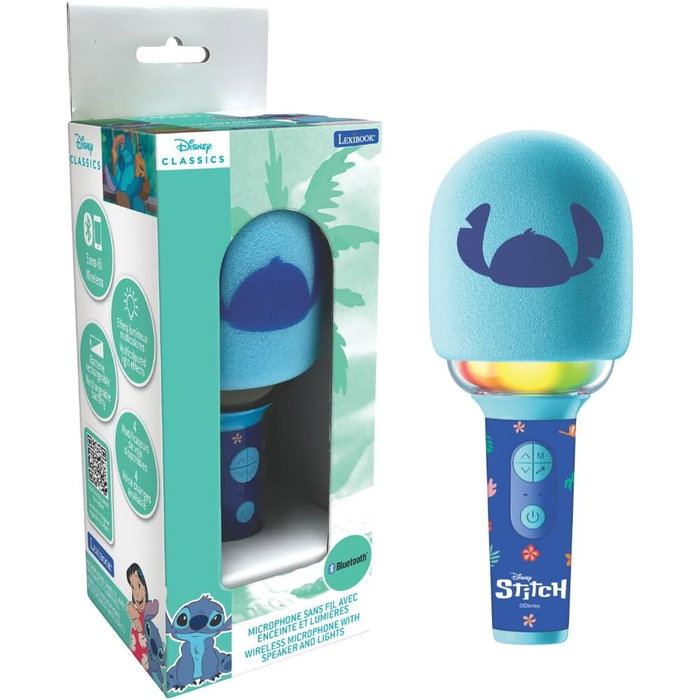LEXIBOOK Micrófono Karaoke Stitch Bluetooth con efectos de voz LEXIBOOK Micrófono Karaoke Stitch Bluetooth con efectos de voz