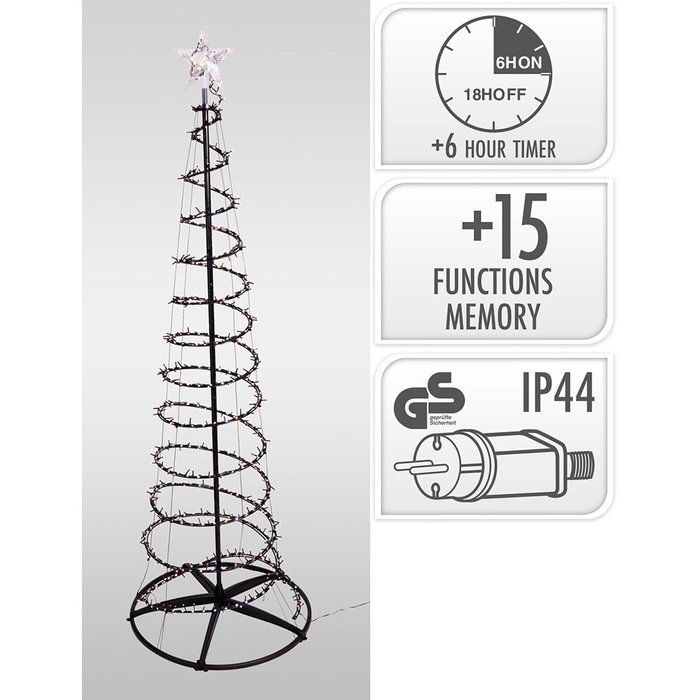 Basics Árbol de Navidad con 640 LED RGB Negro Exterior 180 cm Basics Árbol de Navidad con 640 LED RGB Negro Exterior 180 cm