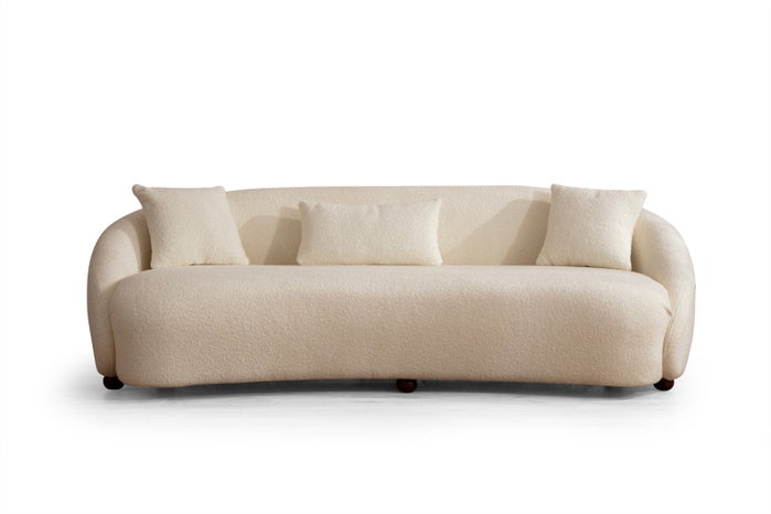 Atelier Del Sofa Sofá de 3 Plazas Napoli Cream Bouclette, Tejido 100% Poliéster, Color Crema