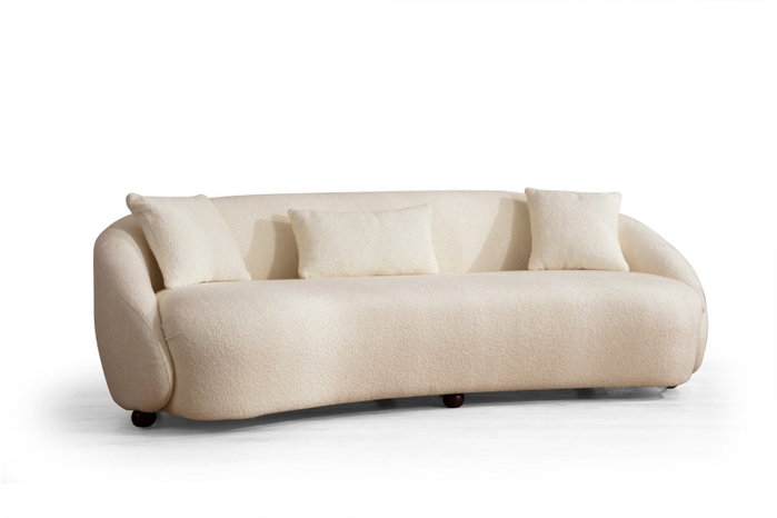 Atelier Del Sofa Sofá de 3 Plazas Napoli Cream Bouclette, Tejido 100% Poliéster, Color Crema