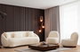 Atelier Del Sofa Sofá de 3 Plazas Napoli Cream Bouclette, Tejido 100% Poliéster, Color Crema