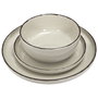 Home Deco Factory Vajilla Natural 12 Piezas Gres du Temps Beige - 4 Platos Llanos, 4 Postre, 4 Bols