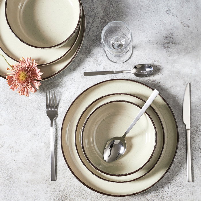 Home Deco Factory Vajilla Natural 12 Piezas Gres du Temps Beige - 4 Platos Llanos, 4 Postre, 4 Bols Home Deco Factory Vajilla Natural 12 Piezas Gres du Temps Beige - 4 Platos Llanos, 4 Postre, 4 Bols