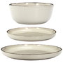 Home Deco Factory Vajilla Natural 12 Piezas Gres du Temps Beige - 4 Platos Llanos, 4 Postre, 4 Bols