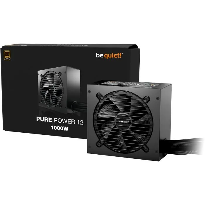 be quiet! Fuente de alimentación PURE POWER 12 1000W ATX 3.1, 80 PLUS Gold, 1000 W, Color negro - Ref: PURE POWER 12