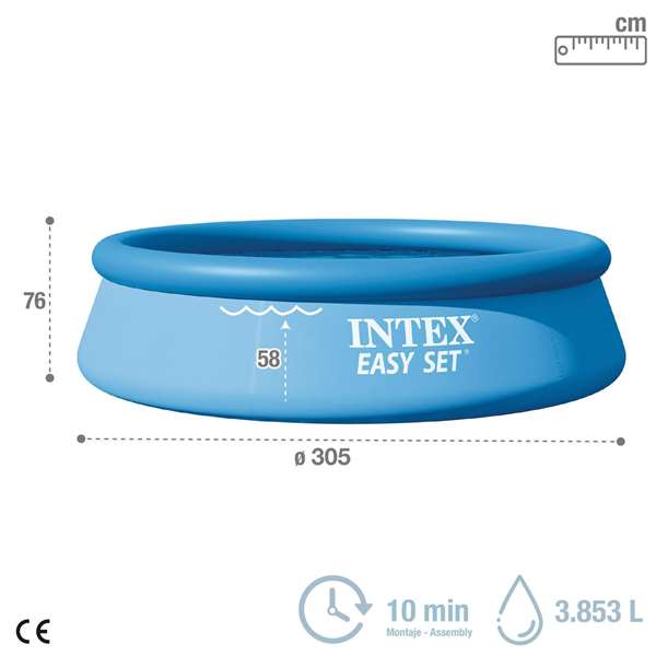 Intex Piscina Desmontable Easy Set Redonda 305 cm x 76 cm, 3853 Litros con Depuradora y Filtro, PVC