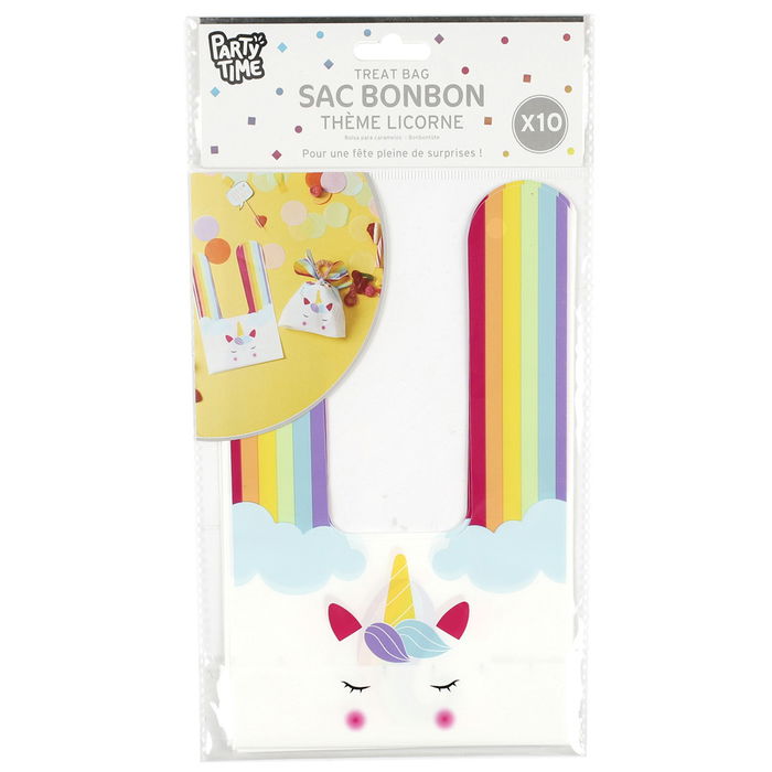 Licorne Juego de 10 Bolsas Unicornio Party Time