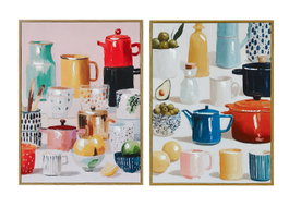 DKD Home Decor Cuadro Lienzo MDF 30x40 Tazas Surtido de 2