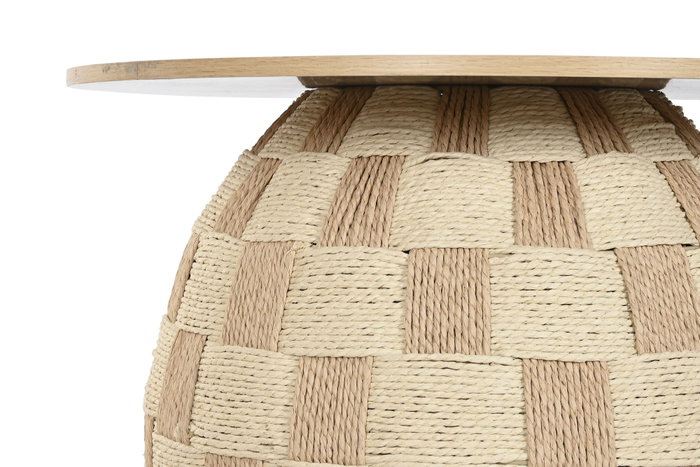 DKD Home Decor Mesa Auxiliar Escandinava, de Fibra y Madera en Color Natural, Dimensiones 60 x 48 x 60 cm DKD Home Decor Mesa Auxiliar Escandinava, de Fibra y Madera en Color Natural, Dimensiones 60 x 48 x 60 cm