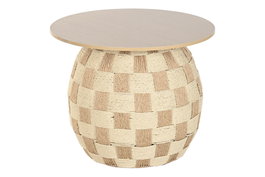 DKD Home Decor Mesa Auxiliar Escandinava, de Fibra y Madera en Color Natural, Dimensiones 60 x 48 x 60 cm