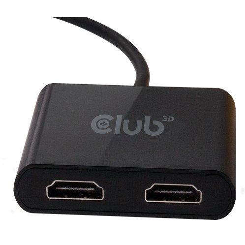 Club3D Adaptador USB-A 3.2 a HDMI 2.0 Dual Monitor 4K 60Hz - Conecta 2 pantallas 3840x2160, Plug & Play, Negro