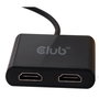 Club3D Adaptador USB-A 3.2 a HDMI 2.0 Dual Monitor 4K 60Hz - Conecta 2 pantallas 3840x2160, Plug & Play, Negro