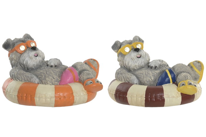 DKD Home Decor Set de 2 Figuras LED Perro Magnesia Multicolor