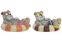 DKD Home Decor Set de 2 Figuras LED Perro Magnesia Multicolor